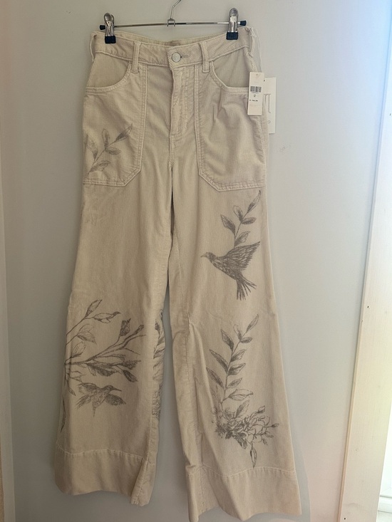 Pilcro Pants - Pilcro (Anthropologie) Rylan Cream Wide-Leg Corduroy Flares